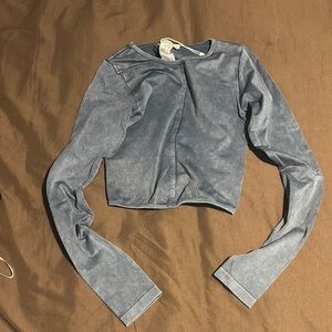 Zara Blue Long Sleeve Crop Top